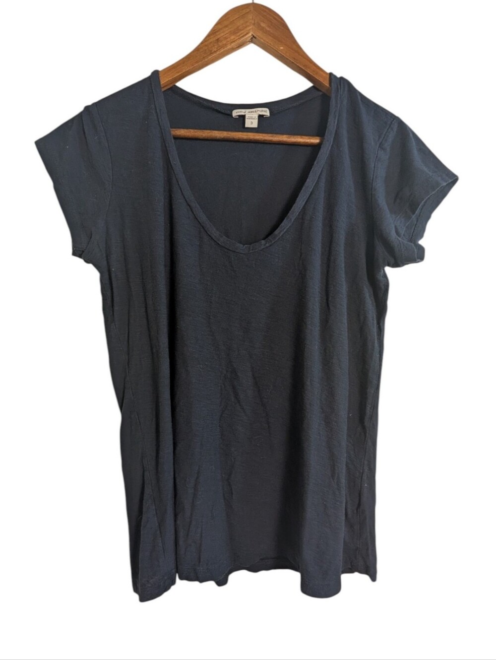 James Perse Deep Dark Blue Classic Standard Tee Shirt Size L